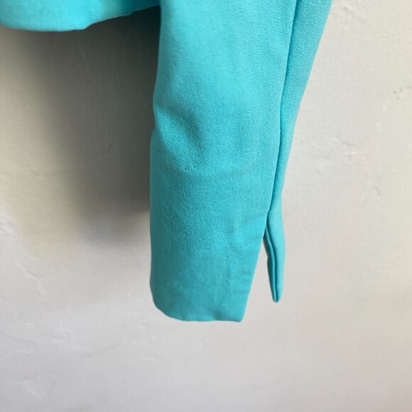 Nina McLemore Turquoise Blazer Jacket Women Size 8 Open Front Stretch - Picture 13 of 15